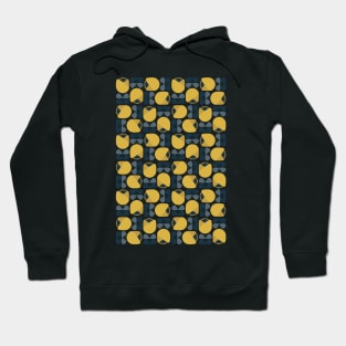 Retro Geometric Floral Pattern Navy, Grey, Mustard Yellow Hoodie